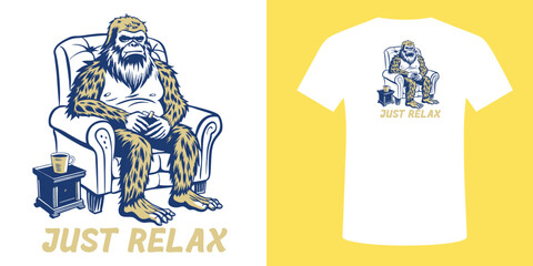 The legend of the forest, Bigfoot, is spotted sitting casually on a chair