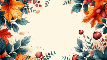 Joyful Thanksgiving Day: Colorful Background with Lettering and Illustrations