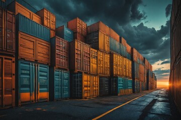 Fototapeta premium container cargo freight ship