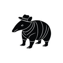 tapir with hat silhouette
