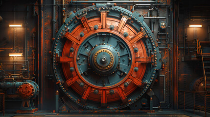 Fototapeta premium a large round metal door