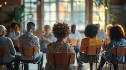 A neighborhood watch meeting in a community center