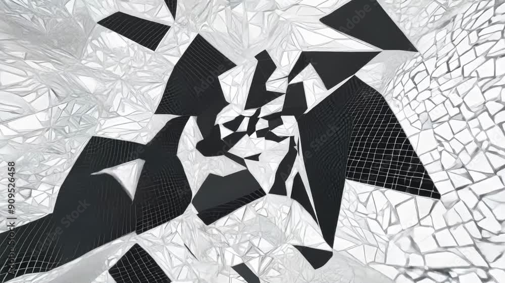 Aufkleber a mesmerizing spiral of shattered shapes creates a dynamic interplay of light and shadow, inviting e