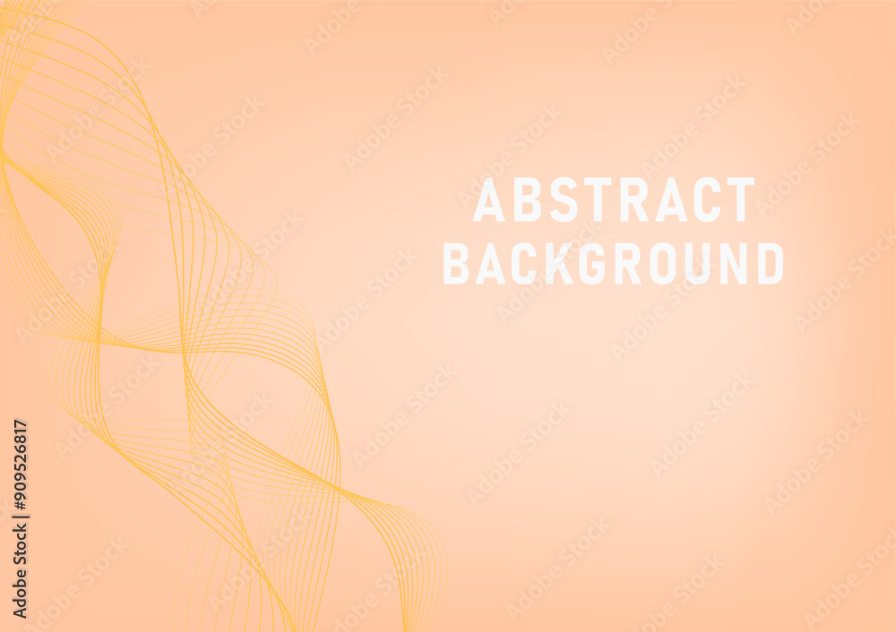 Poster Abstract Background Golden Curves that moves and spins beautifully on the left There is space on the right to place letters with an orange gradient background.