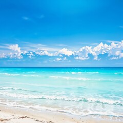 Fototapeta premium Crystal clear turquoise water on a tropical beach, perfect for vacation and travel themes.