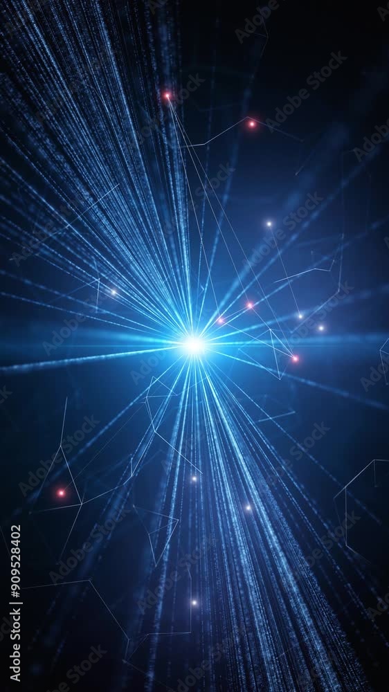 Poster abstract digital shiny network lines and light vertical animation.