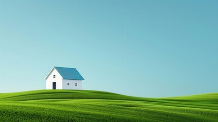 Fototapeta premium Sustainable barn, green roof, flat design illustration