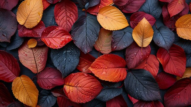 fallen autumn and colorful leaves