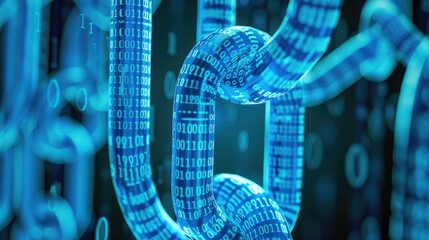 Technology concept. Closeup of abstract digital circuit with data visualization, representing technology, innovation, and electronic data processing..