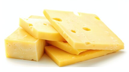 Slices Of Cheese. Isolated Cheese Slices on White Background with Clipping Path