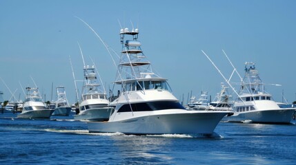 Fototapeta premium Sportfishing Boat - Cape City Charter Boats with Angling Action