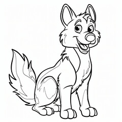 Fototapeta premium cartoon of a Wolf children coloring book page in book