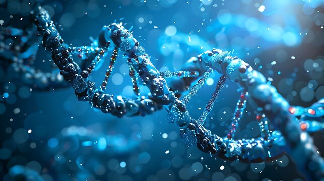 DNA double helix, showcasing the intricate structure of this fundamental molecule of life.
