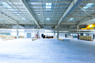 Large factory building interior structure