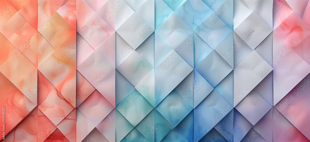 Aufkleber colorful geometric shapes creating an abstract pattern in gradients of blue and red