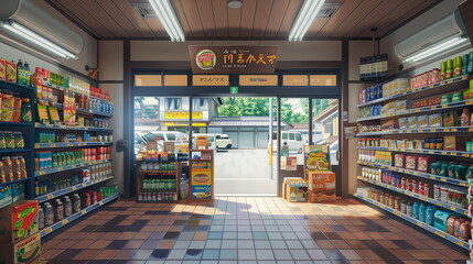 A Cozy Interior Of A Neighborhood Grocery Store During The Afternoon
