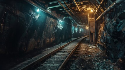 Underground Mining: Industrial Excavation and Rock Shoveling in Gold Mine Tunnel