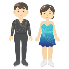 Fototapeta premium 男女のフィギュアスケート選手のイラスト