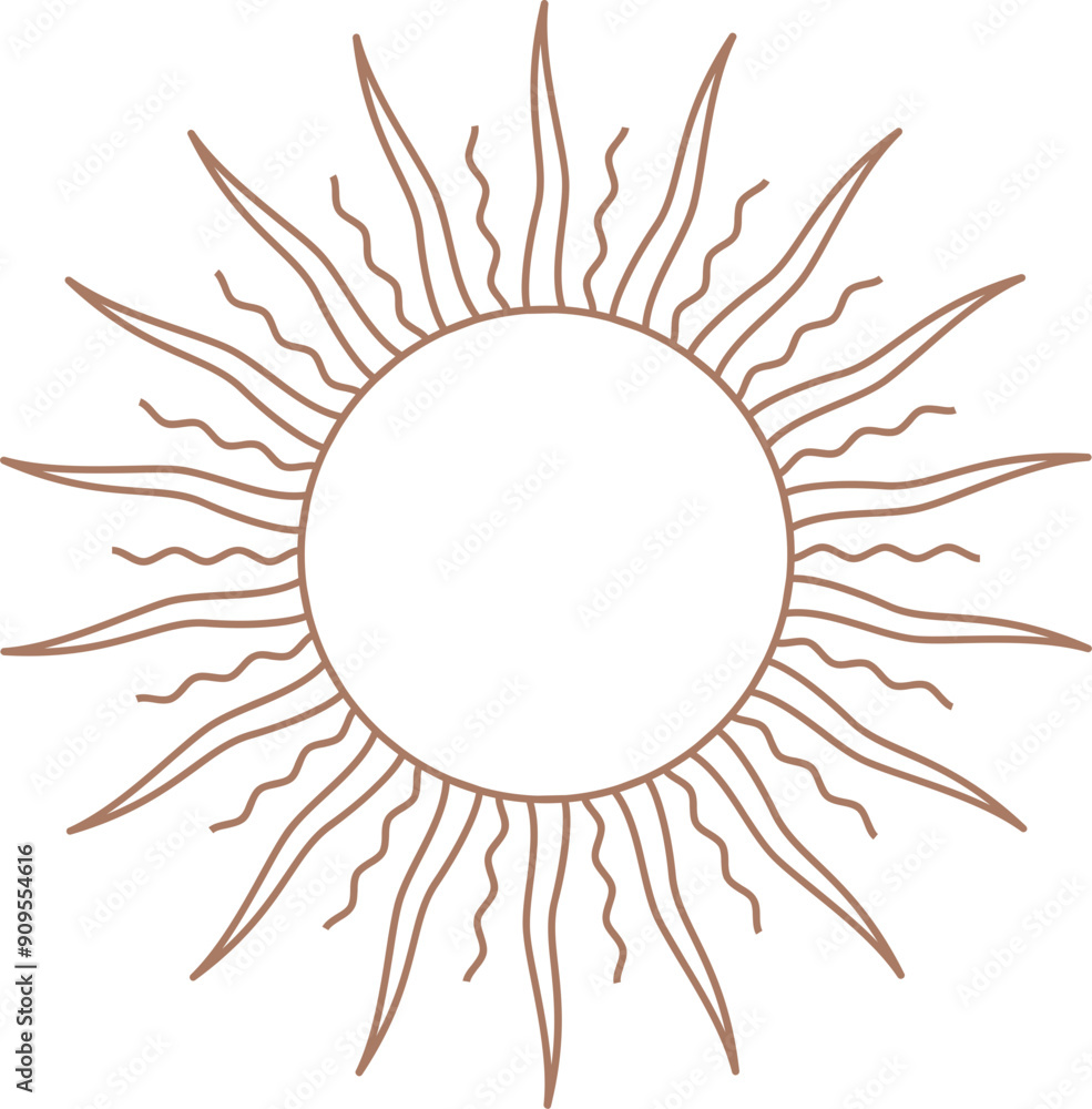 Sticker Boho Sun Line Art