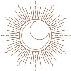 Boho Sun Line Art