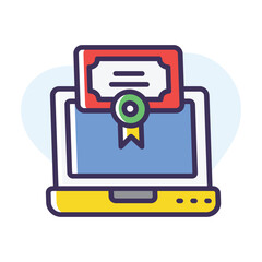 Online course certificate vector icon