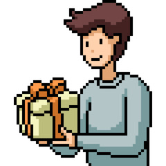 Fototapeta premium pixel art of man give present