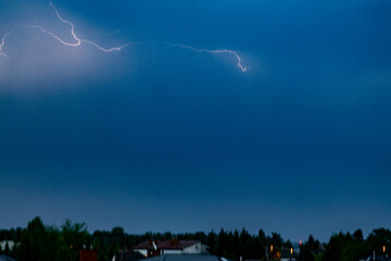 lightning in the evening sky