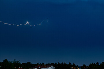 lightning in the evening sky