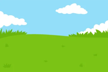 Fototapeten Green field with grass background illustration © anggola