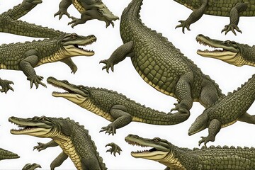 Fototapeta premium isolated white background crocodile wildlife path clipping animal reptile skin mouth alligator large nature natural head predator danger carnivore pattern dangerous wild fear rough teeth fierce big