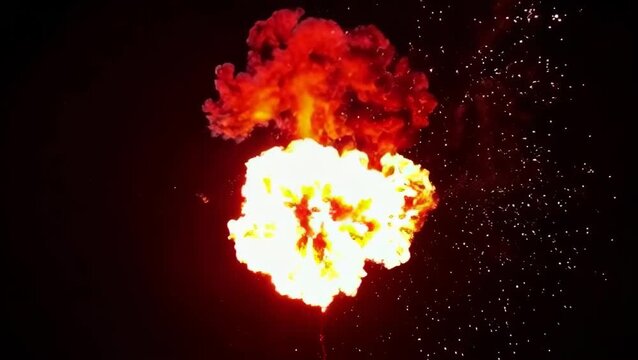 Bomb explosion on black background 4K