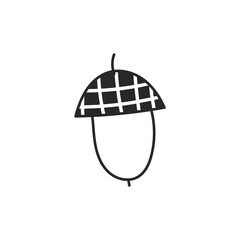 Acorn Hand drawn icon. Doodle autumn and fall symbol. Isolated vector illustration in modern style