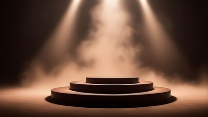 Brown podium smoke spotlight stage 