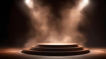 Obraz premium Brown podium smoke spotlight stage 