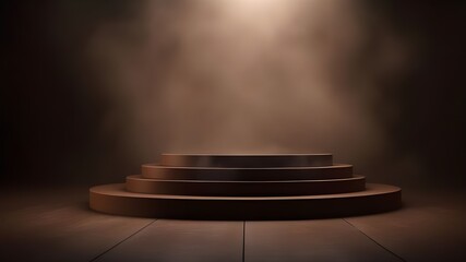 Obraz premium Brown podium smoke spotlight stage 