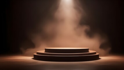 Obraz premium Brown podium smoke spotlight stage 