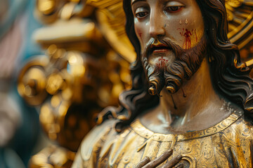 Jesus Christ with the Sacred Heart. Theme of redeeming love