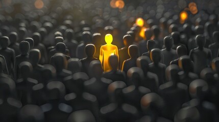 Obraz premium Highlighted individual in a crowded scene.