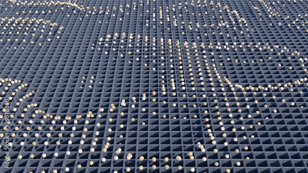 Poster abstract 3d geometric animation: seamless motion loop for minimalist backgrounds balls in dynamic wa