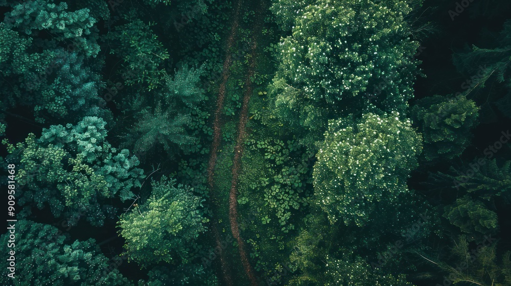 Poster multiple paths through a dense forest