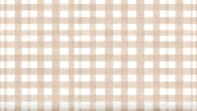 Gingham seamless pattern. Beige and white vichy background texture. Checkered tweed plaid repeating wallpaper. Natural nude fabric and textile swatch design. 
