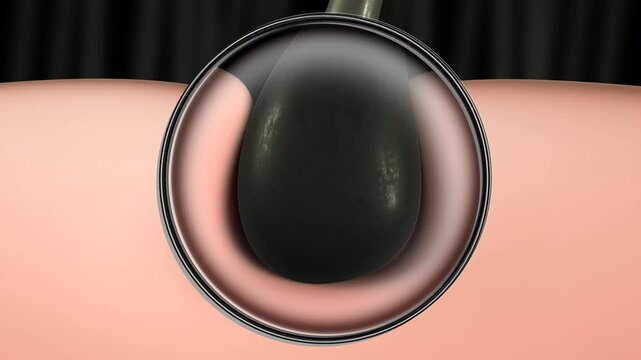 3d  Hair care, Animation Nourish hair action of shampoo or serum. Concept Repair damaged hair.
