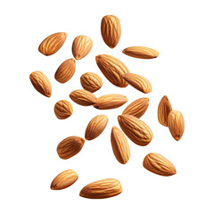 Floating Almond Nuts Scattered On Transparent Png Background For Healthy Snack Advertisements . Generative ai