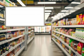 Interior Isle White Blank Grocery Store Sign Template