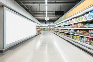 Interior Isle White Blank Grocery Store Sign Template