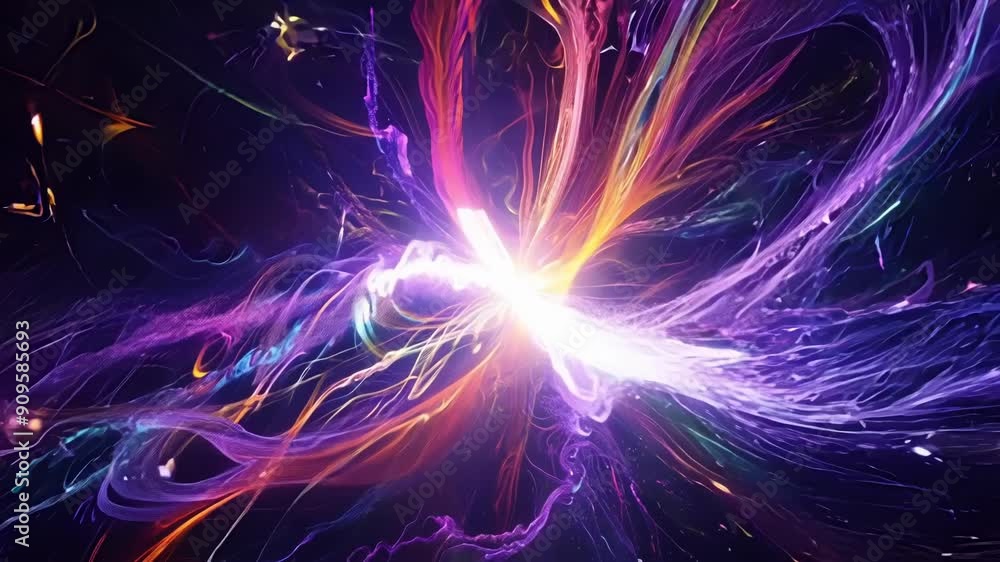 Poster witness a breathtaking display of vibrant lights exploding in a cosmic array, illuminating the dark 