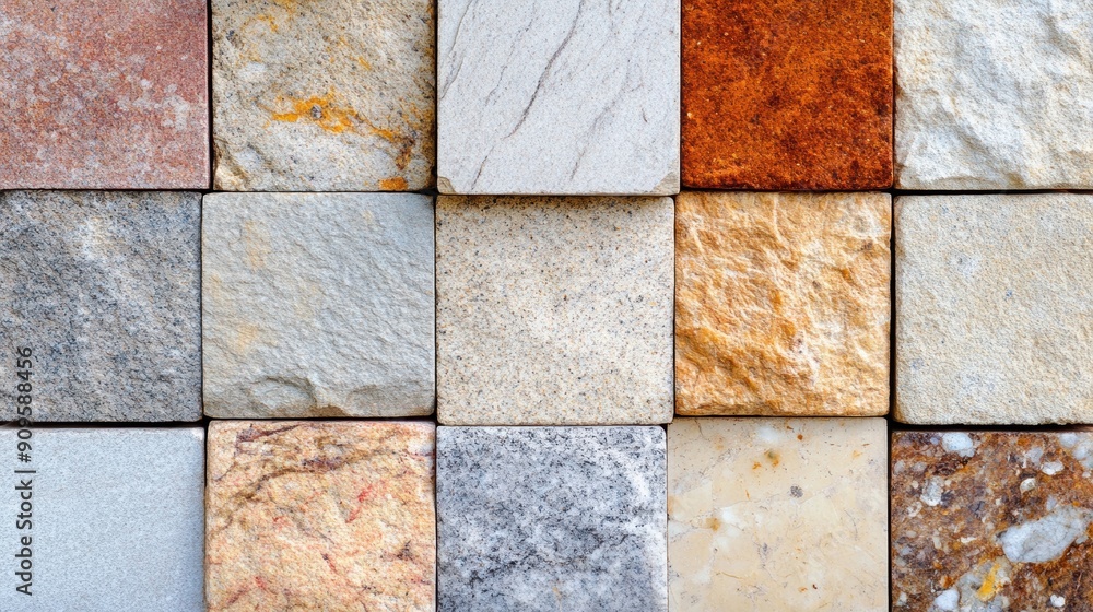 Aufkleber various granite and stone textures presented in a grid format showcase their unique characteristics 
