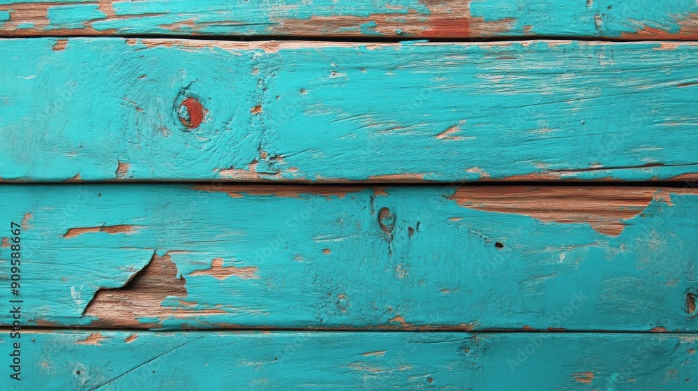 Poster a textured background features weathered blue wood with visible grain and paint chipping, creating a