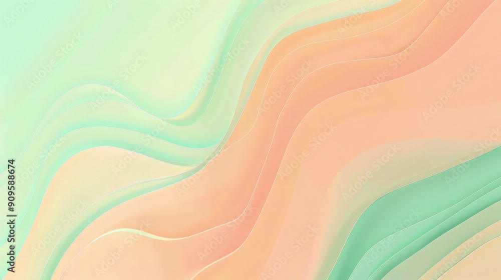 Poster an abstract digital screen template featuring a smooth gradient from peach to mint green, ideal for 