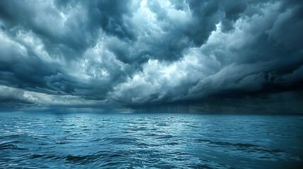 Fototapeta premium Dramatic Storm Clouds Gathering Over Calm Ocean Waters at Sunset